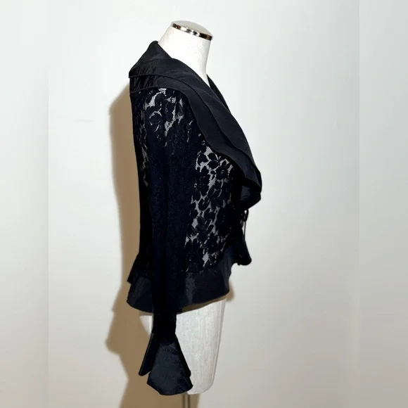 🎉Host Pick‼️ NWT🔥Joseph Ribkoff Black Lace Ruffle Bolero Jacket Cover-up - Sz 4 - Picture 3 of 5